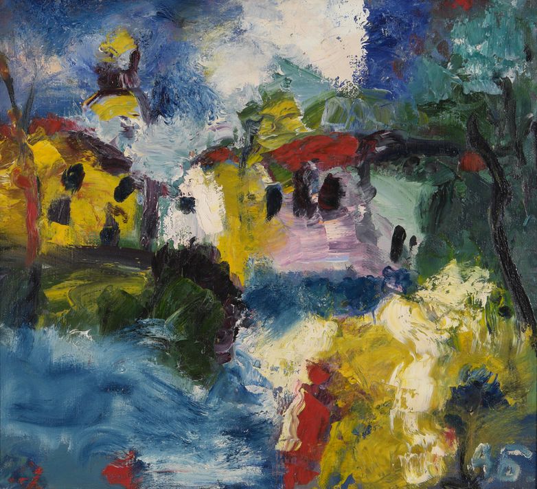 23. Городской пейзаж (Колокольня, скрытая домами). 1998. Холст, масло. 63х70
