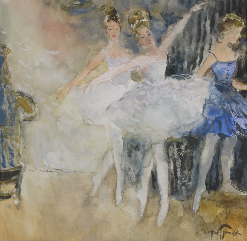 Репетиция. 2016. Бумага, акварель. 37х37