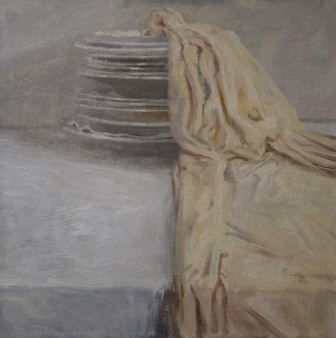 Этюд с желтой скатертью. 2023. Холст, масло. 49x49 