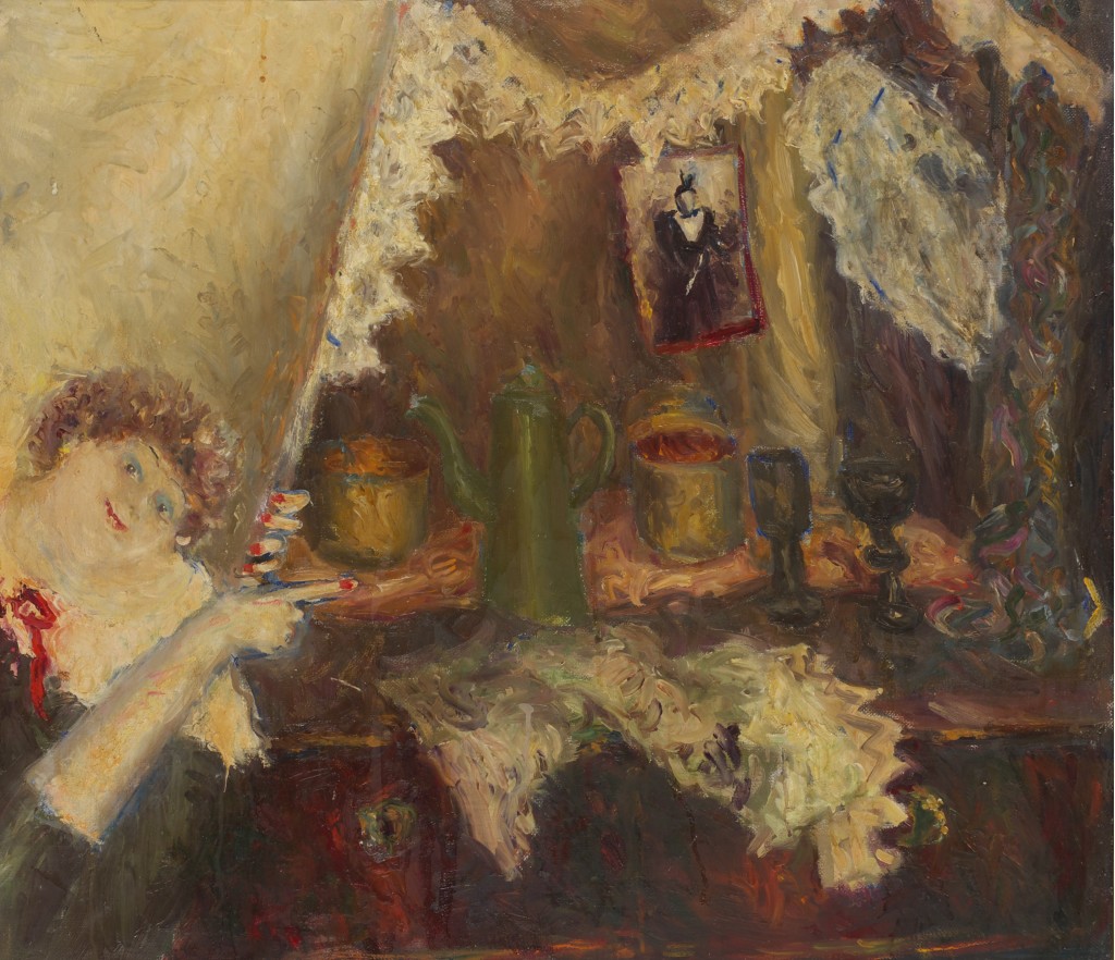 Старинные вещи, кружева. 1994. Холст, масло. 70х80
